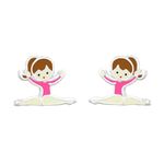 Zenvie Cute Gymnast Stud Earrings with Gift Box Sterling Silver Pink Gymnastics