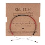 KELITCH Surfer Wave Bracelet Ocean Wave Adjustable Waterproof Handmade Friendship Bracelet Summer Sunflower Bracelets Jewelry for Women (Deep Red)