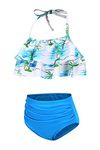 Big Girls Two Piece Swimsuits Mommy and Me Matching Bathing Suits Falbala Bikini Set Size 14/7-16