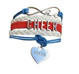 Cheer Charm Bracelet- Girls Infinity Love Adjustable Cheerleading Jewelry in Team Colors For Cheerleaders, 7 inches, Zinc,