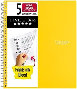 Five Star Spiral Notebook, 5 Subject, Wide Ruled Paper, Fights Ink Bleed, Water Resistant Cover, 8" x 10-1/2", 200 Sheets, Harvest Yellow (73469)