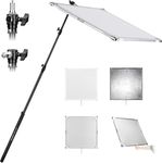 NEEWER Light Diffusion Panel Scrim Kit with Silver/White Reflector Film 30"x30" Foldable Frame, 5/8" Baby Pins Handle, Telescopic Boom Pole, 3 in 1 Diffuser for Studio Portrait Product Shots, SF7575F