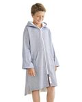 SAMMIMIS Kids Hooded Towel Cover Up, Zip & Terry Lining. Turkish Cotton, Soft & Absorbent - blue - 10-12 Years