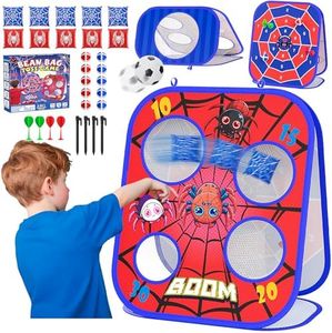 Spider Bean Bag Toss Game, 3-1 Cornhole Board Outdoor Toys for Kids, Family Party Activity Toddler Yard Backyard Beach Lawn Party Camping Game Toys for 3 4 5 6 7 8 Year Old Boys Girls Birthday Gift