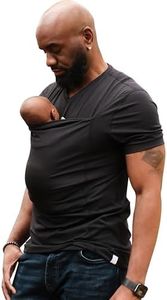 The Lalabu Dad Shirt | Hands-Free Baby Carrier for Dad with Kangaroo Pouch | Engineered for Bonding, Safety, & Comfort for Newborns Up to 15 Lbs. | CPSC Approved - Short Sleeve - Pure Black - Small