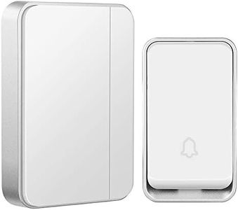 Waterproof Wireless Doorbell, AURTEC Door Chime Kit with 1 Press Self-Powered Transmitter & 1 Plug-in Receiver, No Battery Required, 4 Volume Levels, 51 Chimes, white