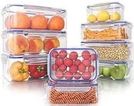 KICHLY Plastic Airtight Food Storage Containers - 18 Pieces (9 Containers & 9 Lids) Plastic Food Containers with Lids for Kitchen & Pantry, Leakproof (Blue)