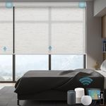 SmartWings Motorized Light Filtering Shades, Work with HomeKit Alexa Google, Linen Translucent, Auto Window Shade Rechargeable, for Home Office, Customized Size, White