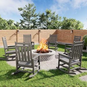 HDPE Rocking Chair Outdoor- Poly High Back Porch Rocker Chairs for Adults - All Weather Resistant Furniture for Patio Front Porch