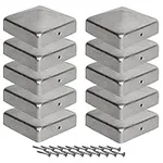 VIIRKUJA 10 x post caps for fence posts (76x76 mm) | Galvanized steel | Pyramid shape | Cover cap for wooden post with screws