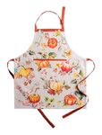 Maison d' Hermine Potiron 100% Cotton 1 Piece Kitchen Apron with an Adjustable Neck & Centre Pocket with Long Ties for Women Men Chef Cooking Restaurant Home (70cm x 85cm)