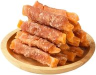 ASMPET Sweet Potato Dog Treats Chicken Wrapped Fries, Dog Chews Twists Skinless Sweet Potato Strips & Chicken Bites Training Snacks Grain Free Dog Treat for Small Medium Large Dogs 10.6 oz