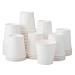 Party Warehouse 50 x Disposable White Paper 4oz Cups 115ml for Espresso Coffee Tea Hot Drinks and Cold Drinks - Great for Serving Samples, Portions as Well as Home Use (50, 4oz)