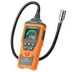 Natural Gas Detector, TopTes PT520B+ Rechargeable Gas Leak Detector with a 43.5-cm Probe to Situate Gas Leaks for Propane, Natural Gas, Methane, LPG in RV or Home, Measuring PPM or%LEL - Orange