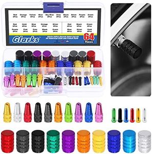 Glarks 64Pcs Bicycle Tire Valve Stem Cap and Bike Cable End Cap Assortment Kit, 3 Styles Aluminium Tire Valve Caps Universal Valve Stem Cover Bicycle Brake Cable End Cap for Bike Tire Cap Dust Cover