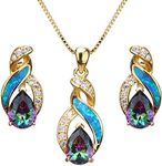 Hermosa Jewelry Sets Australian Created Opal Necklace Earrings Mother's Day Gifts Jewelry for Mom (JS6)