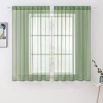 MIULEE 2 Panels Solid Color Sage Green Sheer Window Curtains Elegant Window Voile Panels/Drapes/Treatment for Bedroom Living Room (54X63 Inches Sage Green)