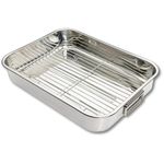 VR7 Roasting Tray with Rack Stainless Steel - 4 Sizes, Rust-Free, Non-Toxic, Dishwasher Safe Baking Pan with Cooling Rack for Perfect Roasting