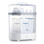 Chicco Baby Bottle Steam Sterilizer 3 in 1 modular system - eliminates 99.9% of harmful bacteria in baby bottles, quickly and naturally with the power of steam, White/Grey