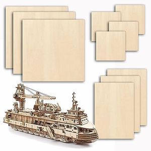 GTCWINCN Rectangle Unfinished Unpainted Basswood Wooden Sheets for Craft DIY Hand-Made Project Mini House Building Architectural Model Pack of 10