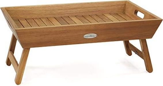 AquaTeak Manada™ Solid Teak Bed Serving Tray with Fold Out Legs