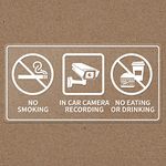 No Smoking in Car Camera Recording No Eating or Drinking Signs 2 x 4 Inch Self-Adhesive Window Stickers Decals Vinyl Removable for Car 10 Pack