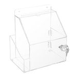 SUMTree Clear Acrylic Mountable Donation Box with Lock and Sign Holder - Lockable Charity Box for Promotions Suggestionsand More