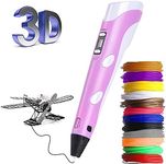 3D Pen,Upgrade 3D Printing Pen for Kids with LED Display, Auto Feeding Smoother Experience, Intelligent 3D Printer Pen Kit with 12 Colors 3m PLA Filament Refills, Interesting Gift for kids Toy(Pink)