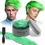 Temporary Green Hair Spray Color Wax with Dye Brush, Instant Natural Hairstyle Cream 4.23 oz, Disposable Coloring Mud for Women Youth Men, Washable Styling Pomades, DIY Halloween Party Cosplay