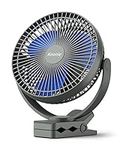 Koonie 10000mAh Rechargeable Portable Fan, 8-Inch Battery Operated Clip on Fan, USB Fan, 4 Speeds, Strong Airflow, Sturdy Clamp for Office Desk Golf Car Outdoor Travel Camping Tent Gym Treadmill, Blue