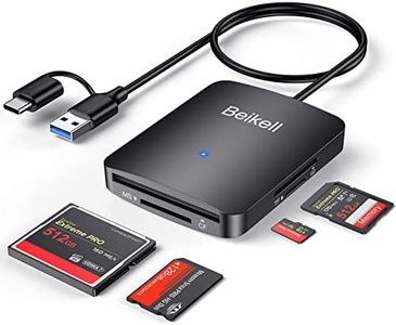 SD Card Reader, Beikell 4 in 1 Dual Connector USB C & USB 3.0 Card Reader Adapter, 4 Cards Simultaneously Memory Card Adapter for SD/SDHC/SDXC/Micro SD/Micro SDXC/MS Duo, Compatible with Windows, OS