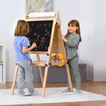 Avenlur Adjustable Height Easel for Kids and Adults - Multifunctional Art Station with Chalkboard, Ideal for Painting, Drawing, and Display - Foldable Wooden Stand with Storage Tray