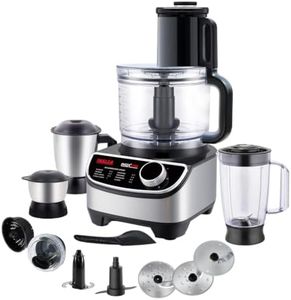 INALSA food processor for kitchen with Mixer Grinder Juicer|1200 Watt Copper Motor|3 Jars|2.5 L Processing Jar|Chopping & Kneading Blade|Centrifugal/Citrus Juicer|Shredding|Slicing-INOX 1200