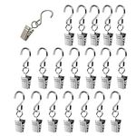 XINGSUI 20Pcs Metal Hanging Clip Hook, Curtain Hook With Clip, Hook Hanger, Party Light Clip, Decorative Hook, Towel Clip, Curtain Clip