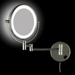 RFV1 Brass LED Light Extending Magnifying Make up & Shaving Mirror 8 Inch Round (with one Side 5X Magnification and Other Side Normal) (LED Mirror (Chrome))