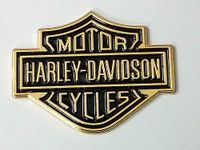 VRT Harley Davidson 3D Chrome Badges Bike Emblem Stickers (Gold)