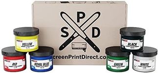 Screen Printing Ink Set - Rapid Cure® 6 Color Plastisol Ink for Screen Printing Fabric - Low Temperature Curing 8 oz. Plastisol Ink by Screen Print Direct® - Inks for Silk Screens and Mesh