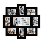 PICRAZEE Wooden Multiple Photo Wall Collage Photo Frame, Multiple Pictures in Single Frame (Black, 23.5x22 inch) (Design 6), Rectangular