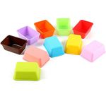 CRITIVE-S Mini Loaf Cake Cases Square Shape Set of 10 - Silicone Cupcake Cheesecake Moulds Cases(Random Color)