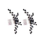 2 Pcs Black Teardrop Small Hair Comb Women Rhinestone Hair Piece Bridal Hair Clip for Her Party Headpiece