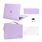 MOSISO MacBook Air 13 inch Case 2020 2019 2018 Release A2179 A1932, Plastic Hard Shell&Sleeve Bag&Keyboard Skin&Webcam Cover&Screen Protector Compatible with MacBook Air 13 inch Retina, Light Purple