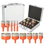 Zeliceka 11PCS Diamond Hole Saw Kit, Kit Size 6 8 10 20 25 28 32 35 45 50 65 MM, Diamond Drill Bits with Aluminum Box to Ceramic, Tile, Marble, Granite, Glass, Gypsum