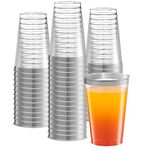 PLASTICPRO Disposable 12 oz Crystal Clear Plastic Tumblers With Silver Rim for Party's & Weddings pack of 50