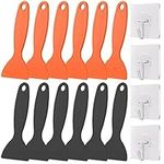 DKARDU 12 Pcs Plastic Resin Removal Scraper, Flexible Paint Spatula Putty Knife Air Bubble Remover Sticker Installation Tool 2 Color (Black/Orange) for Resin 3D Printer Cleaning