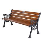 Furnifuture Relaxim Heavy Duty Outdoor Garden Frp Seating Bench (5 Feet Long, 3 Seater) - Brown