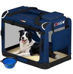 CADOCA® XL Dog Crate | 82x59x59cm | Foldable Breathable Car Pet Transport Box | Dog Travel Crate | Robust Pet Vet Holiday Cat Carrier Puppy Kitten Rabbit | Navy Blue