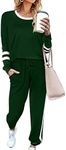 Aloodor Winter Outfits for Women 2 Piece Sets Oversized Sweatsuits Lounge Sets Fashion Clothes 2023 Dark Green 3XL