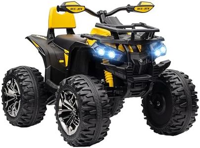 HOMCOM 12V Quad Bike, Battery Powered Ride on ATV with LED Lights, Music, Backrest, Forward, Backward, Electric Vehicle Toy Car for Kids, Yellow