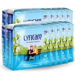 Lyficare Classic Adult Diaper Medium Size (M) - 100 Units (Pack of 10) | Unisex Diapers Pants Style | Waist (60-85 cm) | Wetness Indicator, Super absorb, 360° Protection & 0% Leakage- For Men & Women