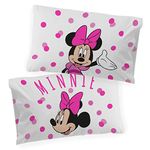 Jay Franco Disney Minnie Mouse Glow in The Dark 2 Pack Reversible Pillowcases - Double-Sided Kids Super Soft Bedding (Official Disney Product)